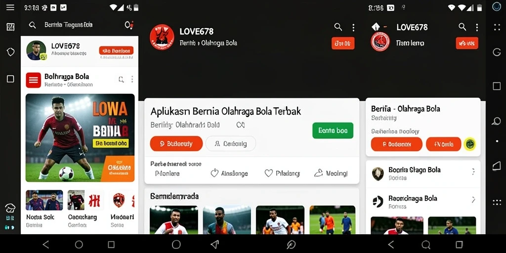 Antarmuka LOVE678 yang menarik untuk berita olahraga bola.