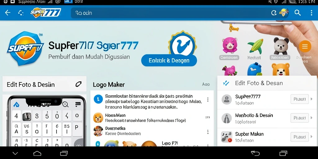 Antarmuka SUPER777 dengan berbagai fitur Logo Maker yang memukau.
