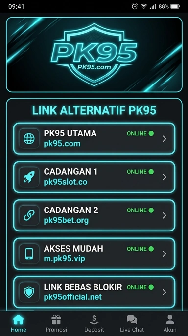 Tampilan link alternatif pk95